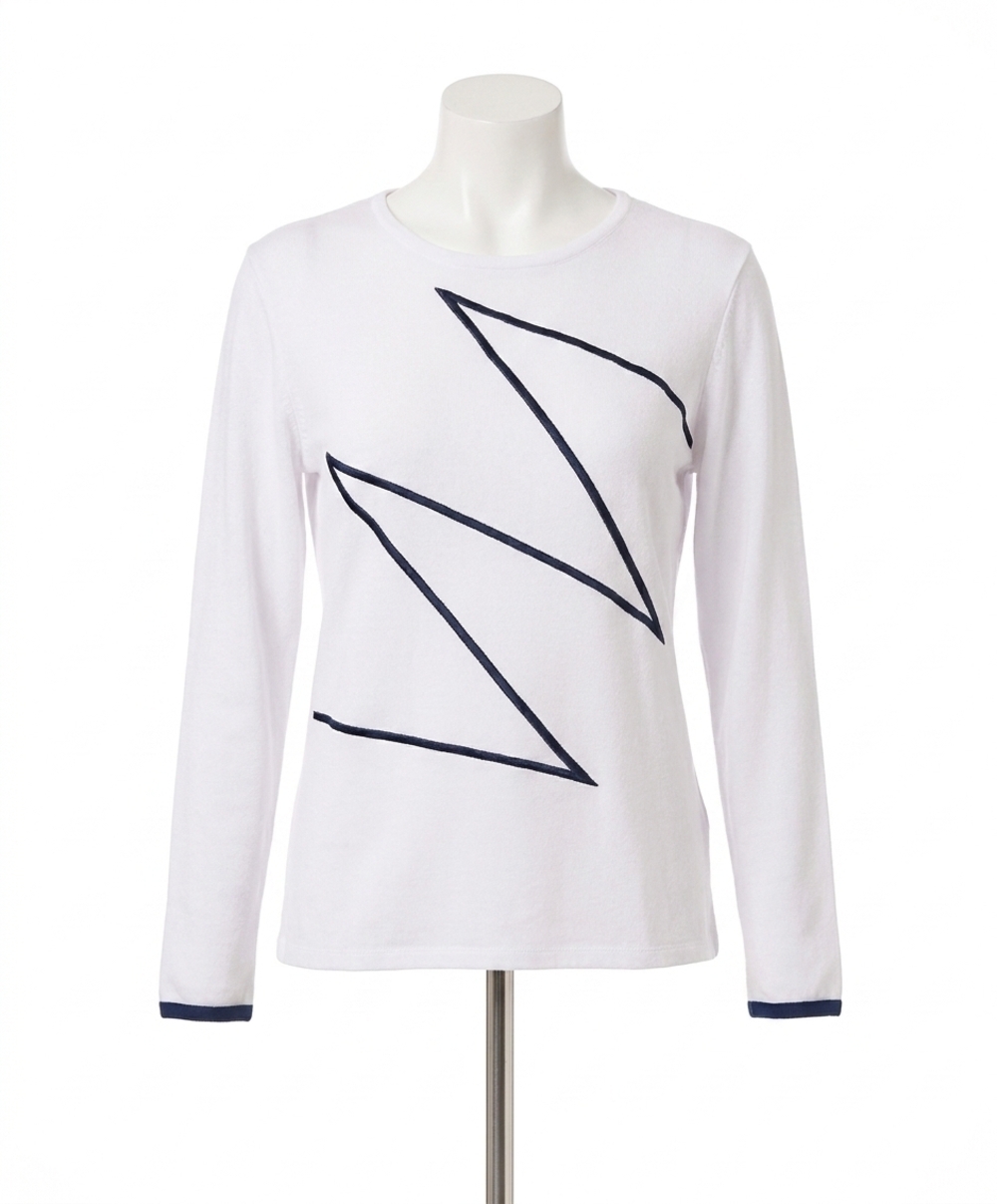 NEW FRENCH KYSS zig zag sweater in white/navy